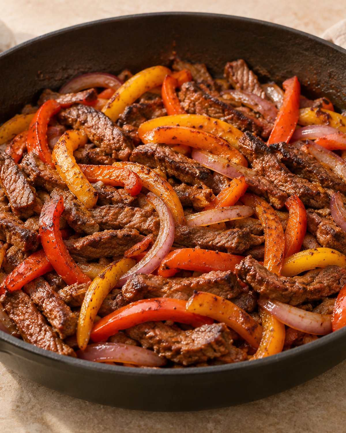 Finished Steak Fajita Bowls, plated and ready to serve