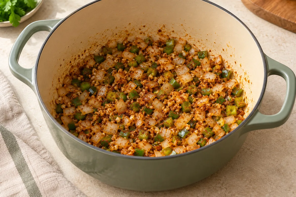 Heat the oil in a large saucepan over medium-high heat. Add the onion and jalapeno and cook 3 minutes until softened. Add the garlic, chili powder, cumin and smoked paprika and cook 30 seconds.