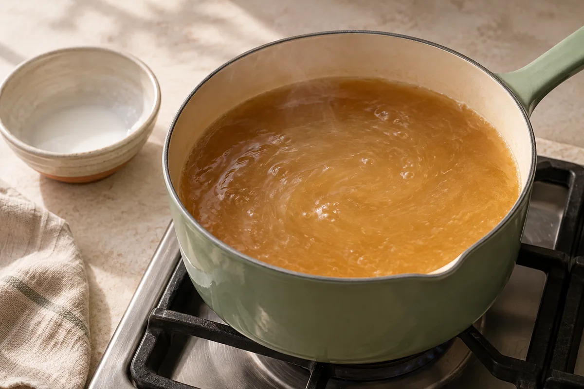 Stir the cornstarch and cold water together until smooth. Pour it into the simmering broth while stirring and cook 1 to 2 minutes, until the soup is slightly thickened and glossy.