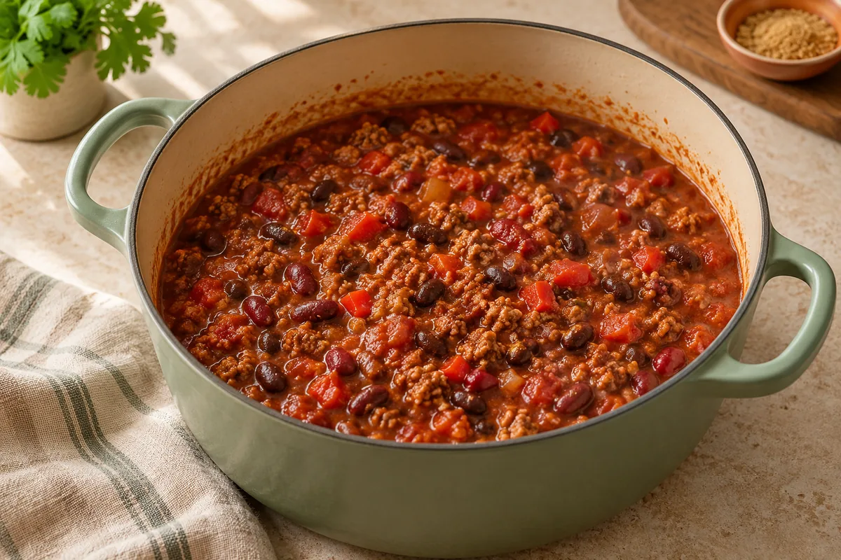 Add the tomato paste, crushed tomatoes, broth, both cans of beans and the sugar. Bring to a boil, then lower the heat and simmer 8 to 9 minutes, stirring often, until thick.