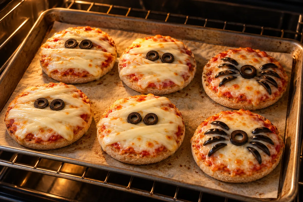 Return the mummies to the oven for 1 minute to soften the strips, then serve right away.