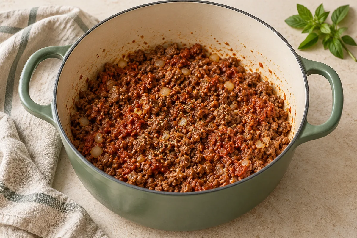 Add the garlic, oregano, basil, fennel and pepper flakes and cook 30 seconds. Stir in the tomato paste and cook 1 minute until it darkens slightly.